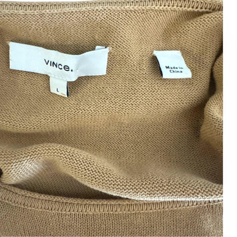 Vince Pale Walnut Shirred Cotton Tank Maxi Dress Sz L - Picture 10 of 12